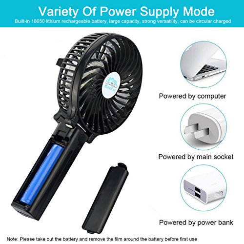 Bestfire Tragbarer Mini Ventilator batteriebetrieben Lüfter, 131011 Lüfter Persönlichen Lüfter faltbar Büro mit 18650 Akku für Haus und Reise - 6