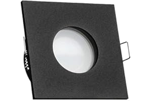 LEDANDO IP65 LED Einbaustrahler Set Schwarz mit LED GU10 Markenstrahler 5W - warmweiss - 120° Abstrahlwinkel - Feuchtraum/Bad - 35W Ersatz - A+ - LED Spot 5 Watt - Einbauleuchte eckig