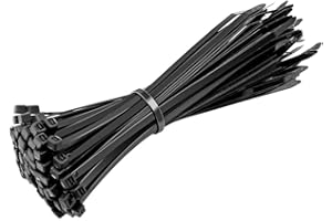 SLETIE Black Cable Ties, 200mm x 2.5mm, Pack of 100, Premium Nylon Zip Ties, Multi-Purpose Plastic Tie Wraps, Secure Self-Locking Mechanism, for Home, Garden, Workshop, Office and DIY