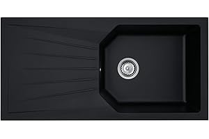 Liquida AGV100BL 1.0 Bowl Composite Reversible Black Kitchen Sink & Waste Kit