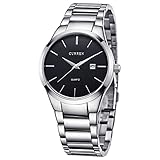 Einfache Geschäfts-beiläufige Art-Mann-Uhr-Schwarz-Vorwahlknopf-analoge Quarz-wasserdichte Armbanduhr-Metallband-Kalender-Datums-Fenster Japan-Quarz-Bewegung