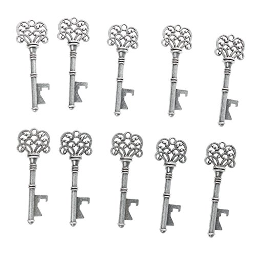 Flaschenöffner Kupfer Hochzeit antik rustikal Bräutigamform Alice im Wunderland Schlüsselanhänger Hochzeit & Party Geschenk – Silber, one size - 9