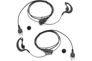 SUNDELY® 2 auricolari per radio Icom IC-V8 IC-F3G IC-F12 IC-F20 IC-F34G IC-F1000 IC-F2000 IC-F3011 IC-F3210D IC-F4029SDR IC-T70A IC-V80 Walkie Talkie 2 pin PTT G-shape Ear Clip Hook Appendiabiti