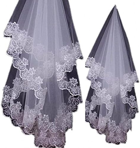 Aprilbridal White Ivory 1.5 Meter Short Lace Edge Wedding Veils Without Comb
