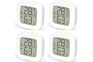 DINJUNXI Thermometre Interieur Maison Lot de 4 Thermometre Hygrometre Numérique Mini Termometro Ambientale d'intérieur LCD, Thermomètre Digital pour Chambre à Coucher Cave à Vin, Aimanté