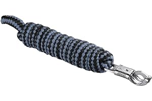 START ENJOY THE RIDE Lead Rope with Panic and Classic Hook (Carabiner) for Horses Start Economic Nylon Rope 2 m Long, Lead Rope, Tie Rope Pony, Donkey, Goat, Tie Rope for Horses (Black/Light Grey, Panic)