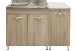KLESIA Mobile Mobiletto Cucina Componibile Composizione 120 Cm Cucinino in Blocco Colore Olmo Made In Italy (120 Base)