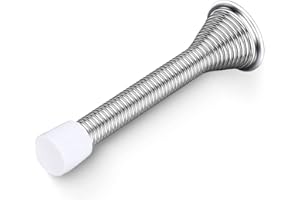 LONSVTTU Butée de Porte à Ressort 85 mm Arrêt de Porte Mural Monté Butée de Porte à Ressort en Métal avec Base et Vis pour Protection Murs et Portes (Argent)