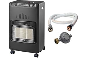 NIKLAS Poele à gaz Infrarouge 4200W Nova KIT Chauffage d'appoint Piezo Volume 120 m3 + tuyau vissable + détendeur butane