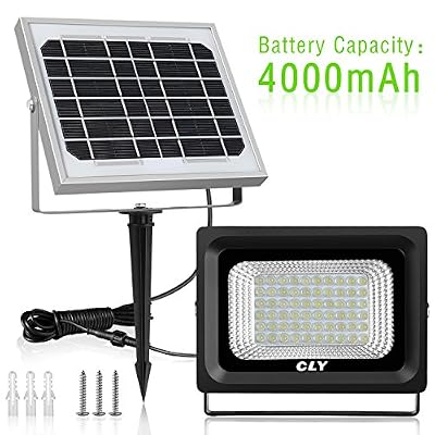 CLY Projecteur LED Solaires 60 LED Étanche, CLY Lampe Solaire Extérieur, Eclairage Solaires Extérieur, Spot Solaire, 300 Lumen Étanche IP66, Auto-Induction, Lumière Solaire Pour Gazon, Jardin, Patio