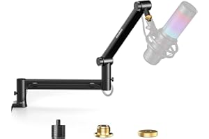 Mikrofon Arm,Aokeo AK-58 Niedriges Profil Mikrofon Ständer Arm für HyperX QuadCast,SoloCast,Elgato Wave,Shure SM7B,Blue Yeti,Blue Snowball,Broadcast,Studio Programm Aufnahme