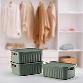 Deconox 1 Organizer Box with Lid, Decorative Storage Box, Organizer (35cm*25cm*14cm) GREEN 10 LITER