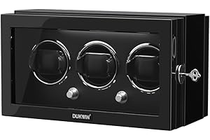DUKWIN Watch Winder for Automatic Watches with Quiet Motor Lockable Automatic Watch Winder for 3 Watches