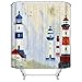 Produktbild Schönes leben* spezielle Design Digitaldruck Badewannenvorhang Duschvorhänge Duschvorhang mit 12 Duschvorhangringe anti schimmel 180*200cm (Die Leuchttürme)