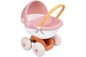 Smoby - Baby Nurse - Landau Câlin - pour Poupons et Poupées Jusqu'à 42 cms - Roues Silencieuses - Bac de Rangement - Tissu Lavable - Matière Recyclée - A Partir de 18 Mois - Fabrication Française