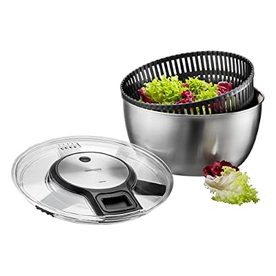 GEFU Original Essoreuse à salade Gefu Speed Wing 28160 – Idéal Salade déshydraté dans servierfertiger Bol en acier inoxydable