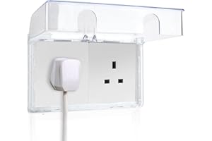 RIPEFUN Plug Socket Covers Box UK, Self-Adhesive Baby Proofing Safety Socket Covers, 86 Type Double-Position Childproof Electrical Outlet Protector, Waterproof Outlet Cover for Home Security (Transparent)