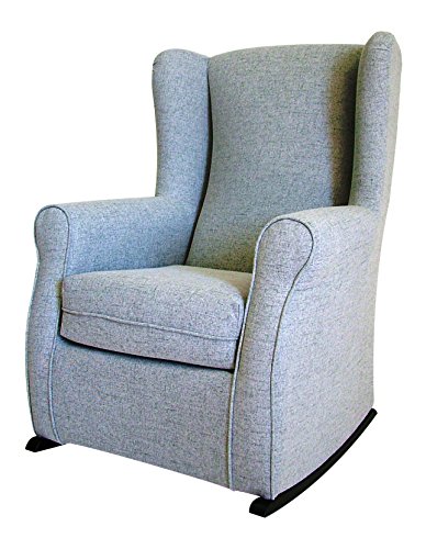 SUENOSZZZ-ESPECIALISTAS DEL DESCANSO SuenosZzz-Sillón Butaca Balancin Orejero Premium confort (Balancin para LACTANCIA) Tapiceria chenilla Gris. Medidas:102 x 76 x 74.
