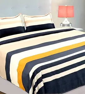 BSB HOME Kingston Collection Ultra King Size Bedsheets with 2 King Size Pillow Covers| Luxury Soft Sheets, Breathable, Shrinkage (3pcs Set) |108x108 inches or 274x274 cm-Beige & Grey