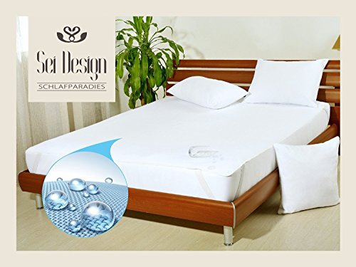 Sei Design® Qualitätsprodukt AQUA-STOP Matratzenschoner mit Frottiergewebe, Wasserundurchlässige Matratzenauflage mit einer 4- Gummibändern –Befestigung. (schneeweiß, 90×200) - 2