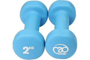 Fitness Mad Neoprene Dumbbells | Pair of Dumbbells | Home Exercise & Studio Use | Cast Iron Body with Neoprene Coating | Weights 0.5kg - 6kg, Multi Coloured & Black