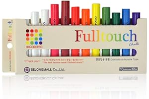Hagoromo Fulltouch 10-Color Mix Chalk (Small Package) (12Pcs) White, Red, Yellow, Blue, Orange, Yellow Green, Green, Brown, Violet, Scarlet (1Box)
