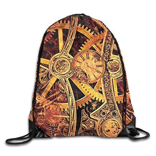HLKPE Cool Steampunk Gears Drawstring Backpack Waterproof Drawstring Backbag Outdoor Travel Sports Gym Storage Bag For Men And Women