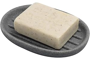 Topsky Soap Dish, Soap Saver, Easy Cleaning, Dry, Stop Mushy Soap-Resin (Grey)
