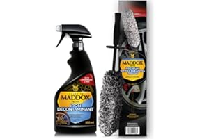 Maddox Detail - Pack Limpieza Profesional de Llantas con descontaminante férrico y Cepillo ergonómico | Lavado Exterior para un Cuidado De Llantas | Iron Decontaminant + Premium Wheel Cleaning Brush