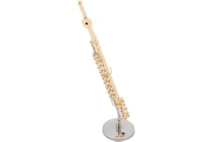 GAROSA Mini Trompeta en Estuche, Modelo de Instrumento Musical Miniatura con Soporte, Replica de Flauta en Oro, Decoración Musical para Colección o Regalo