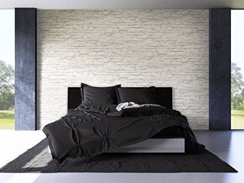 Steintapete Vliestapete Weiß , schöne edle Tapete im Steinmauer Design , moderne 3D Optik für Wohnzimmer, Schlafzimmer oder Küche inklusive der Newroom Tapezier Ratgeber mit Tipps für perfekte Wände - 6
