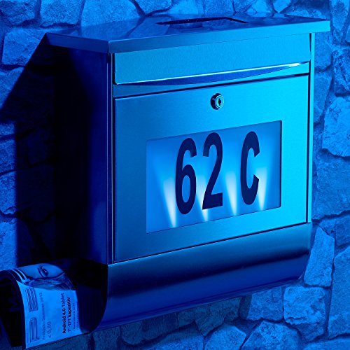 Lunartec Edelstahl-Briefkasten, Solar-Leucht-Hausnr. & Zeitungsfach - 4