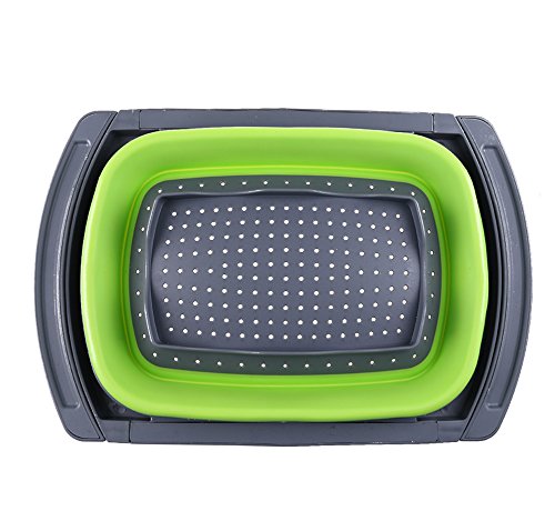 UMEI Küche Sieb Faltbare Wannen Silikon Sieb (rechteck, grün) - 3
