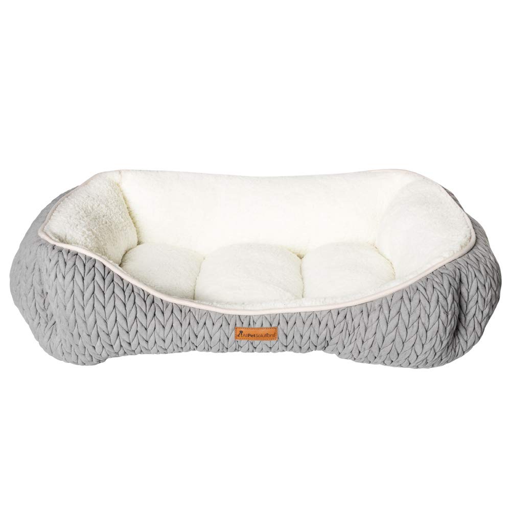 Allpetsolutions Charlie Range Beds Chunky Knit Design Soft Warm Grey