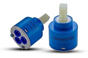 KEOKBON 40mm Tap Cartridge, 1PC Ceramic Faucet Cartridge, Ceramic Disc Cartridg Valve, Mix Tap Inner Cartridge Replacement for Kitchen Faucet, with Cartridge Base