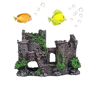 kathson Aquarium Decoration Big Castle,Resin Material Fish Tank Supplies Accessories Mythical Magic Castles Aquarium Ornament Eco-Friendly for Tiny Fish Swim Through