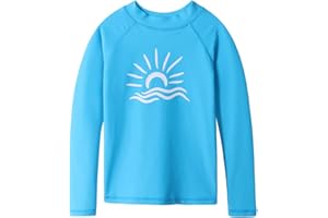 HUAANIUE Girls Boys Swimming Top Quick Dry Kids Summer Swimsuit 3-10Y One Piece Swimwear Longsleeve UPF 50+ Sun Protection Rash Guard Boysuit Costume