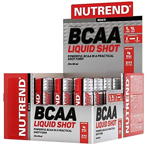 Nutrend BCAA LIQUID SHOT 20x60ml amino acids L-leucine, L-isoleucine and L-valine (BCAA) in a liquid form 3000 mg BCAA per serving, 2:1:1 Ratio, NO SUGAR
