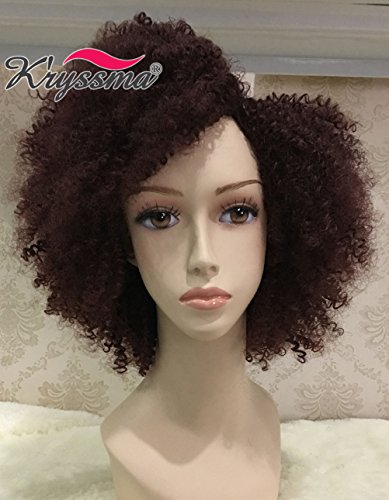 K'ryssma Burgundy Curly Wigs for Black Women High Quality Long Synthetic Hair Cheap Kinky Curly Wig uk