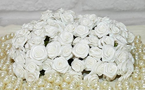 12 Bund = 144 St. Diorröschen Satinröschen Rosen hellcreme - 3