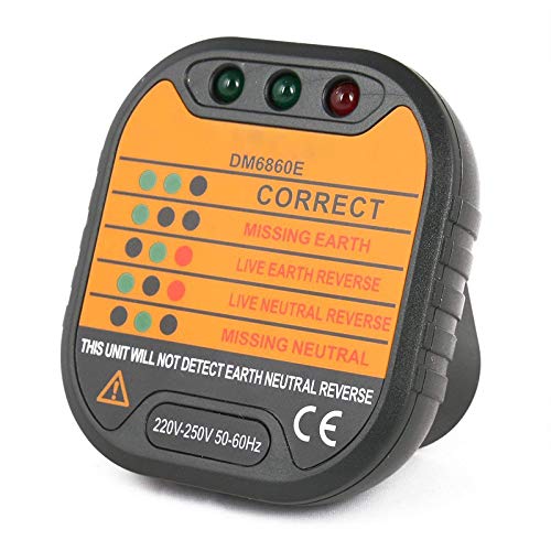 Preisvergleich Produktbild Tofree Steckdosen-Sicherheitsprüfer Stromzähler Instrument DM6860E Steckdose Steckdosenprüfer Polaritätsprüfungsmesser 220V-250V UK