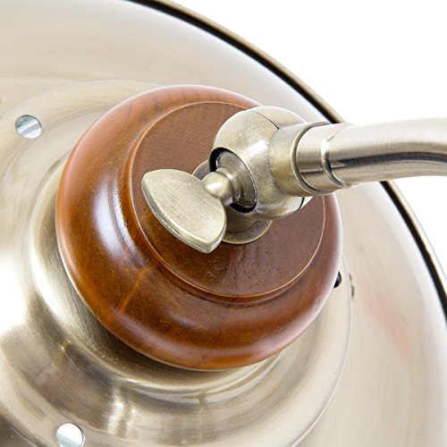 Relaxdays Tischlampe Steampunk Design, Tischleuchte Jugendstil im Vintage Look, Nachttischlampe E27 Fassung Holz und Eisen in Messing-Optik mit Glas, braun - 