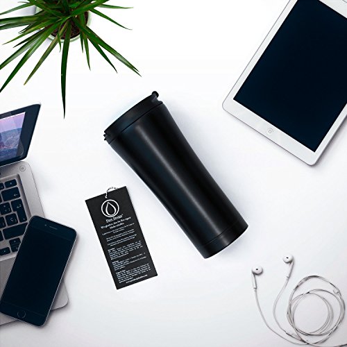 Kaffeebecher to go, Auslaufsicher Thermobecher 450 ml, Matt Schwarz/Weiß – 100% Lebenslange GARANTIE - 2