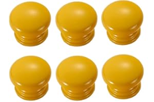 FBSHOP(TM) 6 Stück Gelb Runde Pilzform Holz Kabinett Knöpfe Schublade Knöpfe, Möbelknöpfe Schrankgriffe Schublade Kommode Griffe für Schrank, Büro Schublade, Türknöpfe, Möbelknopf