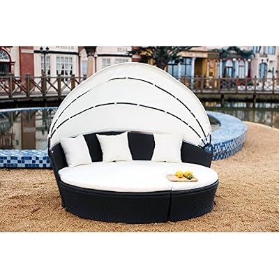 Mon Usine Discount Le Belladone: salon de jardin modulable 6/8 pers en résine tressée noire