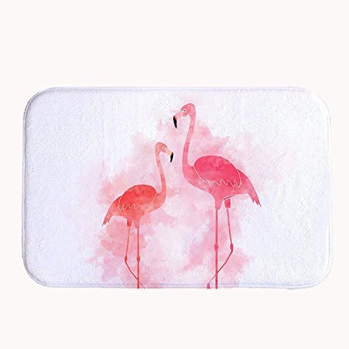 TrUiuiui Pink Flamingos Bath Mat Coral Fleece Area Rug Door Mat Entrance Rug Floor Mats for Front Outside Doors Entry Carpet 50 X 80 X 1.3cm