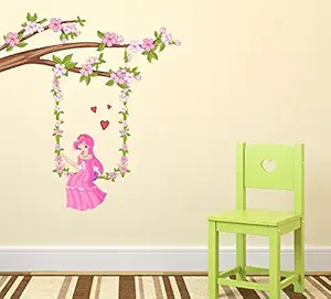 Wallzone Vinyl Barbie Doll Wall Sticker (100 x 90 cm, Multicolour)