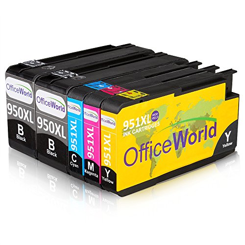 OfficeWorld Reemplazo para HP 950XL 951XL Cartuchos de tinta con las   ltimas fichas Alta Capacidad para HP Officejet Pro 8610 8600 Plus 8630 8100 8620 276dw 8615 251dw 8640 8660 8625 impresoras  2 Negro  1 Cian  1 Magenta  1 Amarillo 