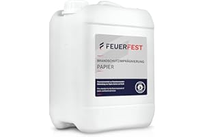 FEUERFEST imprégnation de Protection Contre Le feu pour Le Papier, Le Carton et la Paille - DIN 4102-B1 - retardateur de Flamme/retardateur de feu - 5,0L Bidon