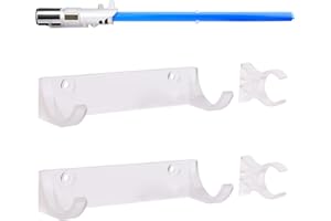 LEKUSHA Horizontal Lightsaber Wall Mount Holder Light Saber Display Rack Hook Stand, Compatible for Any Lightsaber, Clear Pack of 2